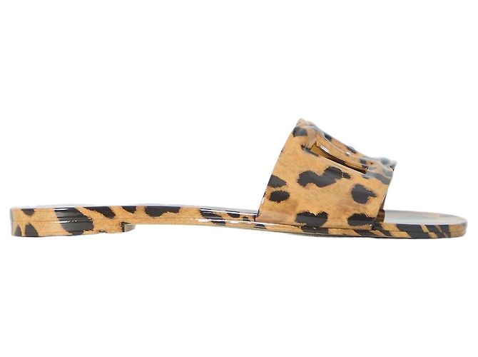 Dolce & Gabbana Leo leopard print rubber slides brown