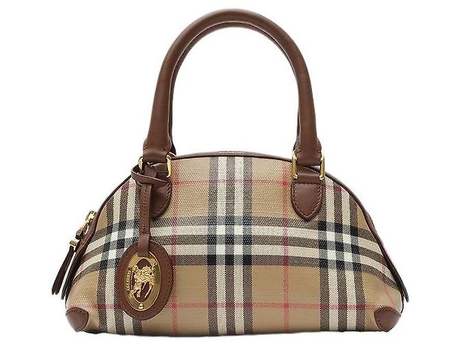 Burberry Check Baumwollcanvas Tasche beige
