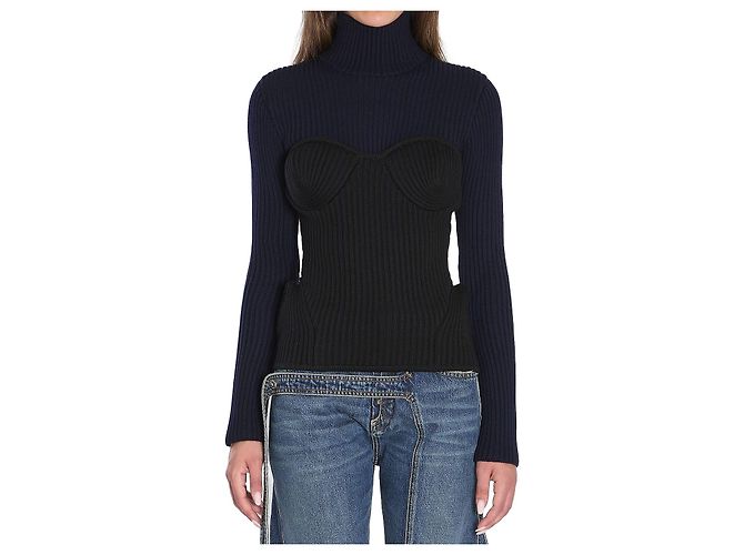 Pull Jean Paul Gaultier en maille côtelée noir