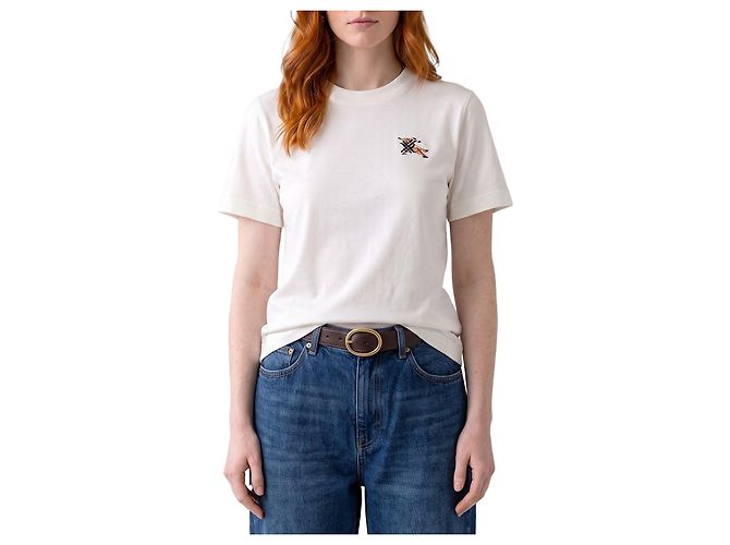 Burberry Camiseta de algodón Knight Check Blanco