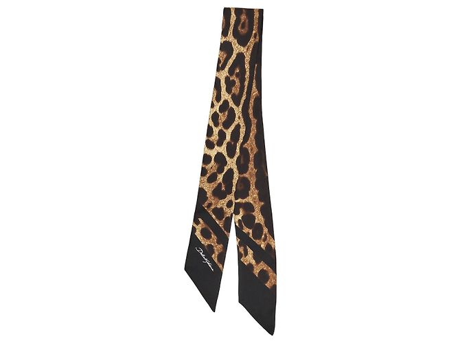 Dolce & Gabbana Bandeau de sarga de seda con estampado de leopardo Castaño