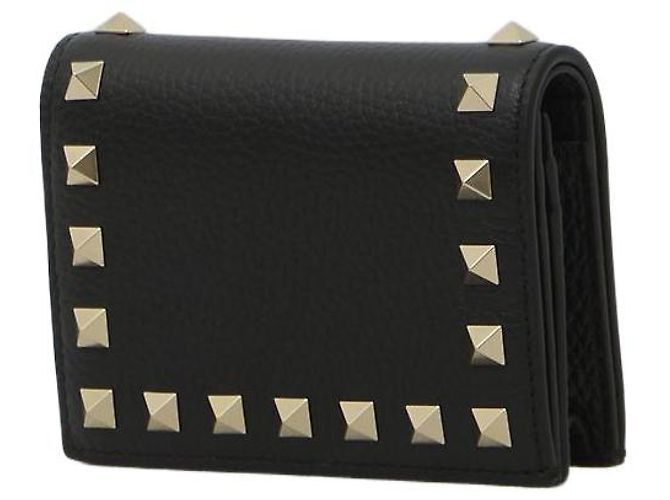 Valentino Garavani Rockstud Geldbörse aus schwarzem Leder