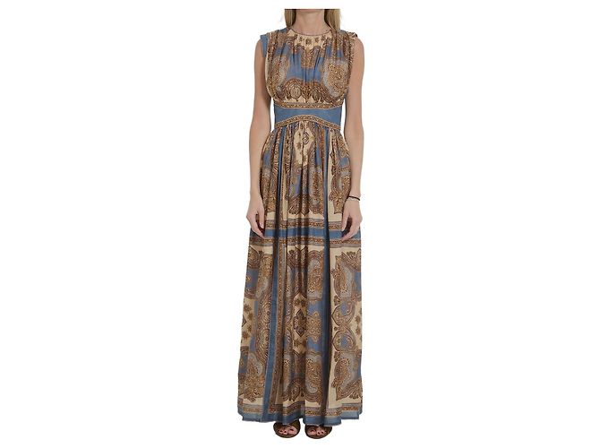 Zimmermann Vestido maxi com cintura marcada Mahon Azul