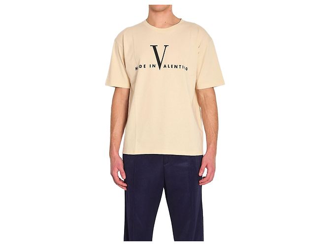 Valentino Garavani Camiseta de punto de algodón Crudo