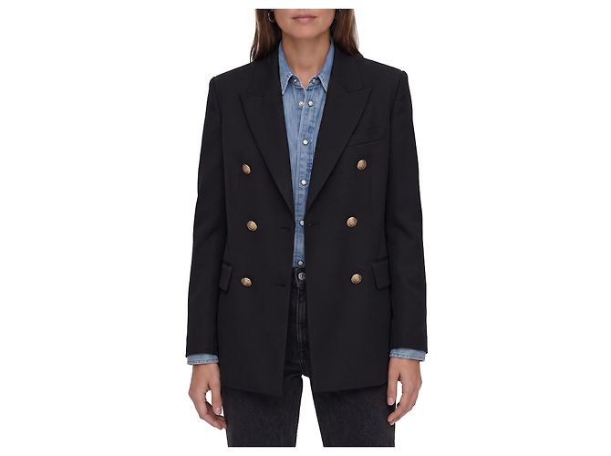 Golden Goose Double-breasted blazer in wool gabardine Black