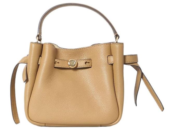 Sac seau Romy Tory Burch en cuir marron