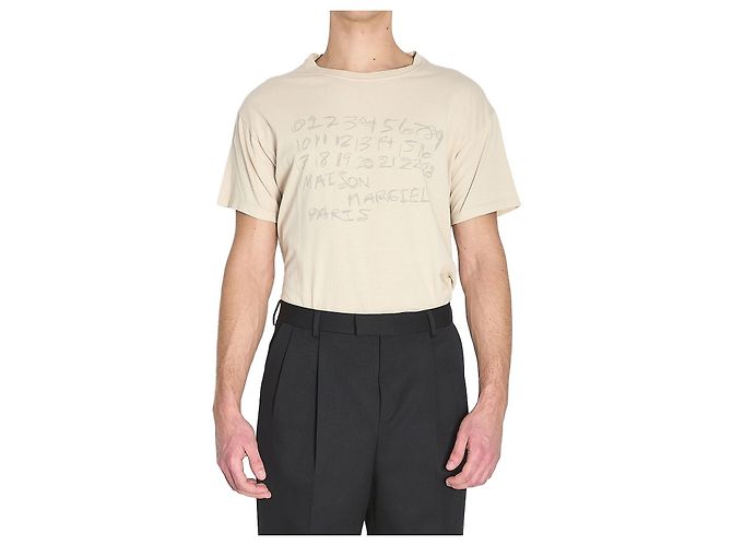 Maison Martin Margiela Camiseta de algodón numeric Beige