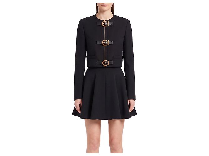 Versace Crop natté wool jacket Black
