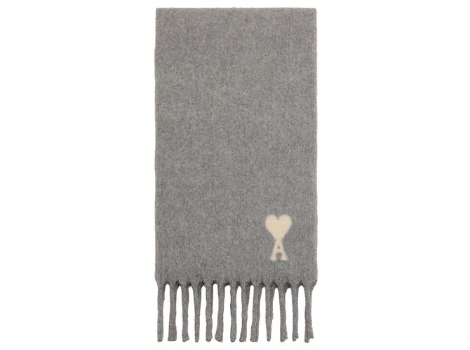 Ami Paris Sciarpa Ami de Coeur in alpaca grigia Grigio