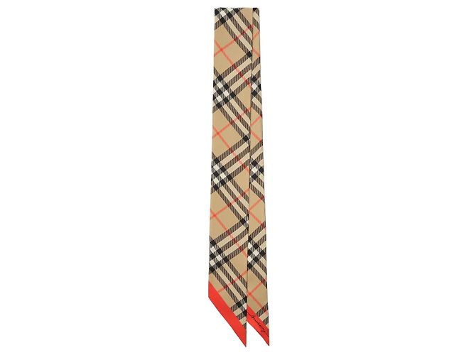 Sciarpa Burberry Check in twill di seta beige