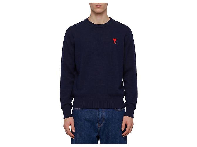 Ami Paris Ami De Coeur Merinowolle Pullover Blau