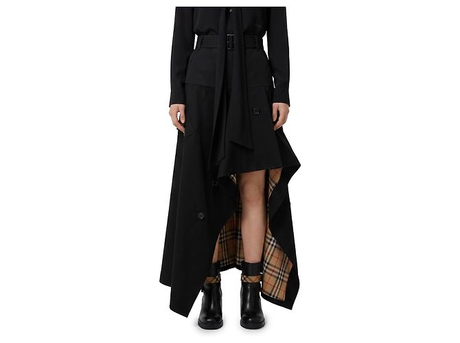 Burberry Falda trench midi asimétrica Negro