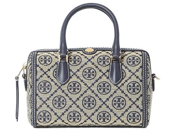 Tory Burch Bolso barril mini T Monogram Azul