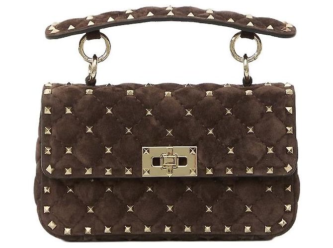 Valentino Garavani Borsa a tracolla Small Rockstud Spike Marrone