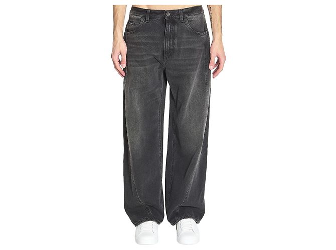 Jeans Dolce & Gabbana en denim de coton noir jambe large