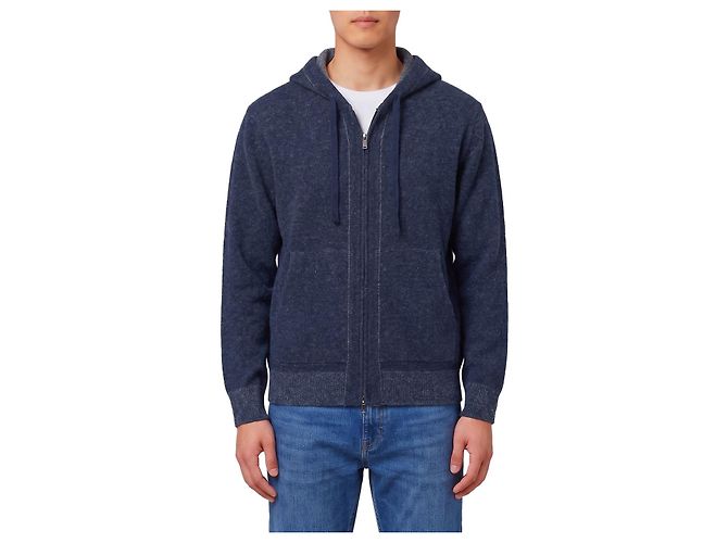 Roberto Collina Sweatshirt zippé en laine mérinos bleu marine