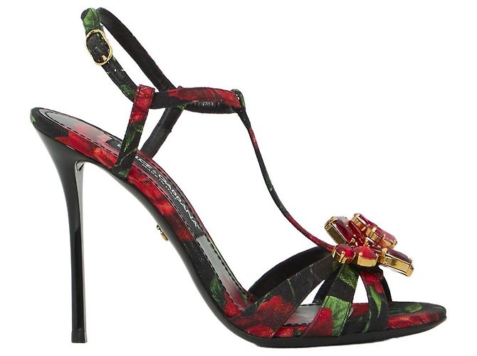Sandali Dolce & Gabbana Red Rose in broccato Rosso