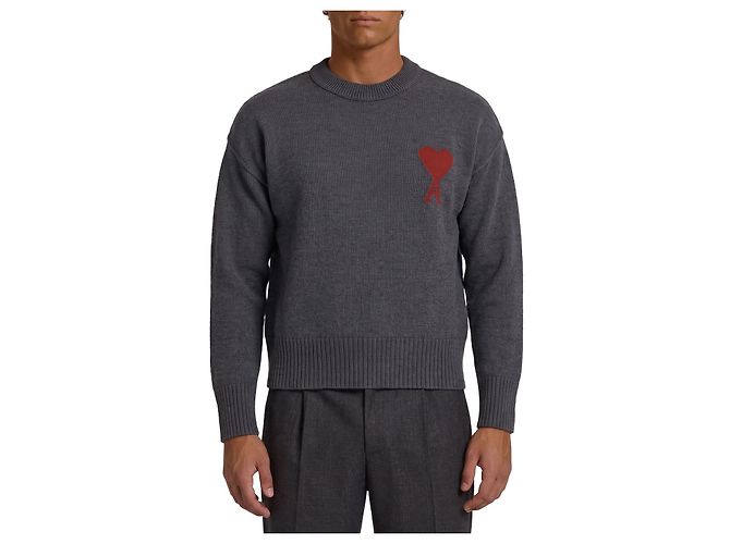 Pull Ami Paris Ami de Coeur en laine gris