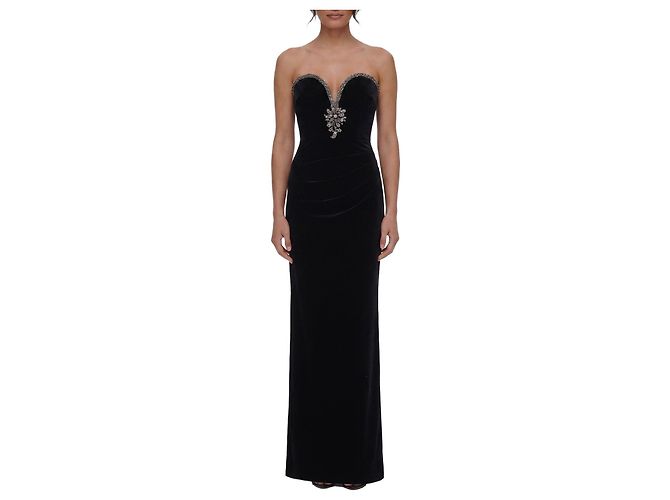 Self Portrait Maxikleid aus schwarzem Samt