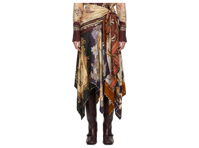 Zimmermann Jupe midi drapée avec écharpe Valiant Multicolore