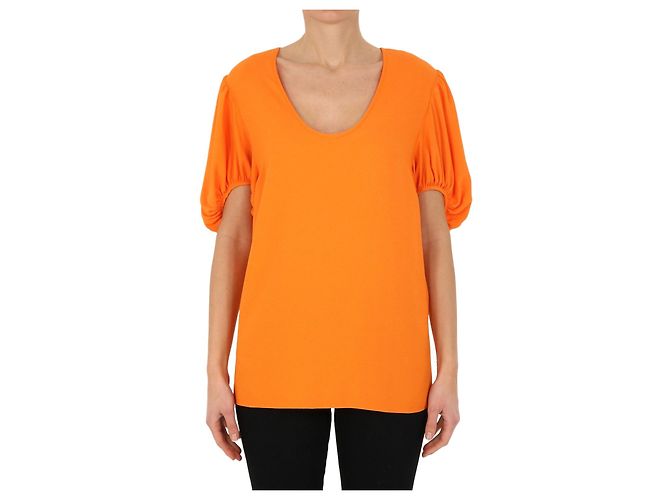 Stella Mc Cartney Top Stella McCartney Naranja de Viscosa con Mangas Abullonadas