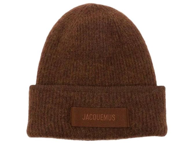 Jacquemus Gros Grain ribbed knit beanie brown