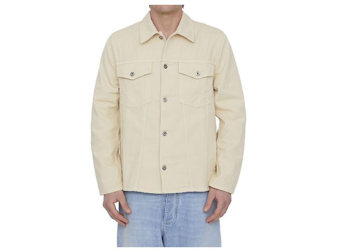 Off White Vars Hammer Baumwoll Denim Hemd beige