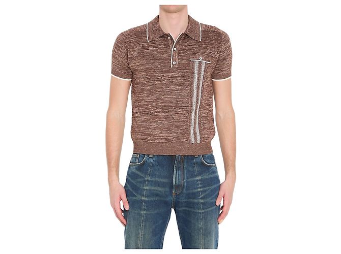 Versace Polo in maglia mouliné Marrone