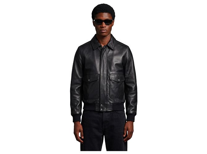 Schott Schwarze Leder Aviator Bomberjacke