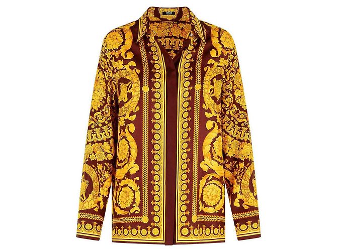 Medusa Versace Camicia con stampa Baroque Heritage Bordò