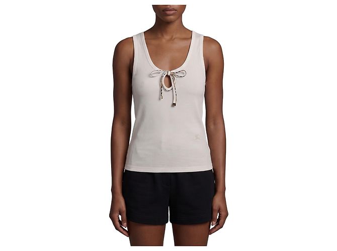 Top Burberry Tierra in cotone stretch bianco