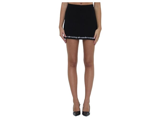 Alexander Wang Schwarzer gerippter Minirock