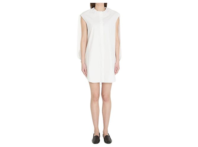 Jacquemus Berlingot Midi-Hemdkleid aus weißer Baumwolle