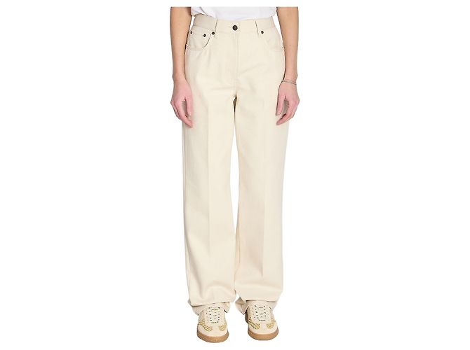Jeans largas de algodão marfim Valentino Garavani Branco