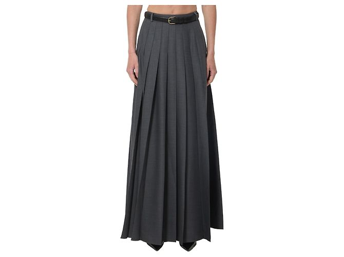 Jupe maxi Self Portrait en laine et polyester gris chiné