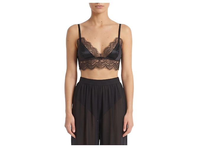 Dolce & Gabbana Satin bralette with lace Black