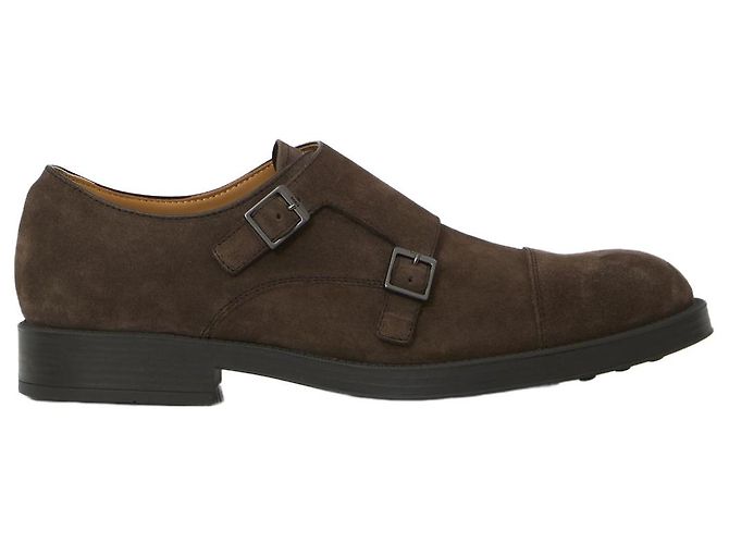 Tod's Sapatos Monkstrap em couro camurça Marrom
