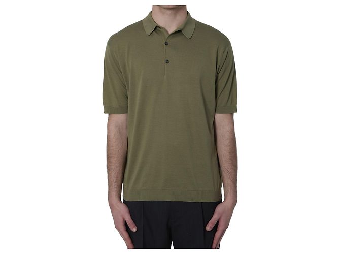 John Smedley Adrian Polo Shirt Green Sea Island Cotton