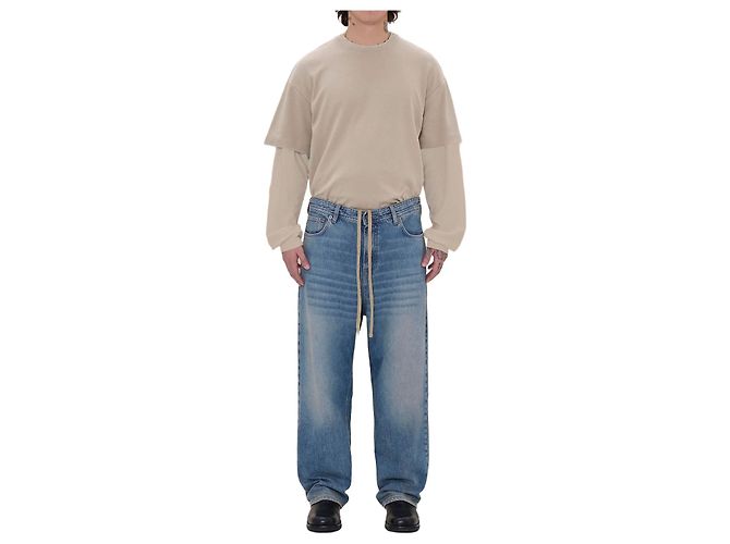 Jeans Ray Haikure em ganga azul de perna larga