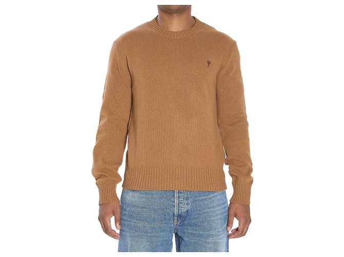 Ami Paris Pull à col rond Ami de Coeur Marron