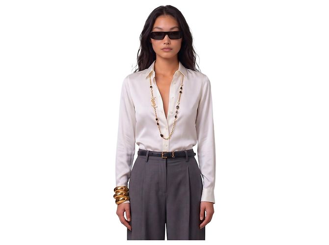 Sutton New York Camicia in seta stretch bianca