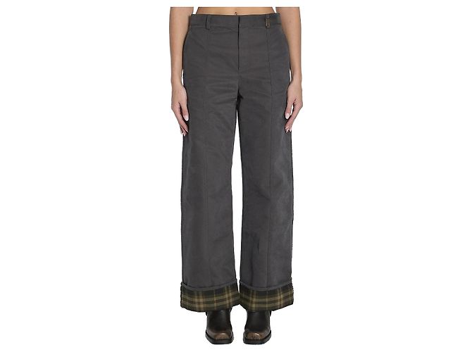 Burberry Pantaloni in cotone e nylon Grigio
