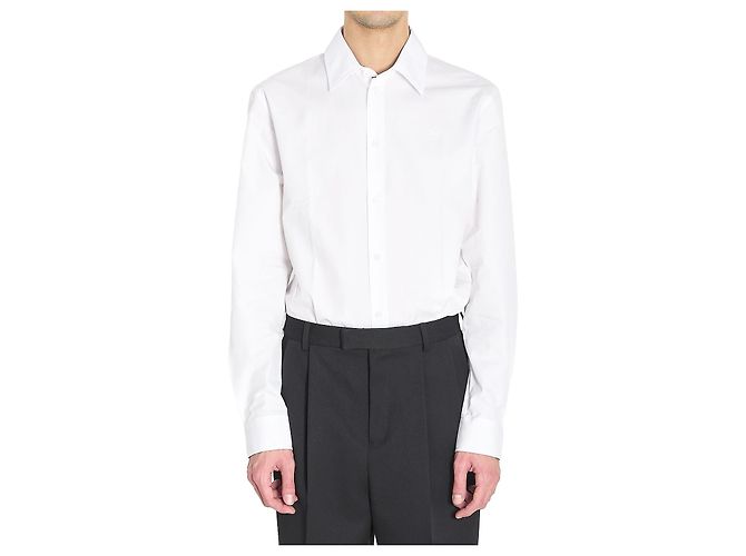 Camicia Burberry Bianca in Cotone Equestrian Knight Design Bianco