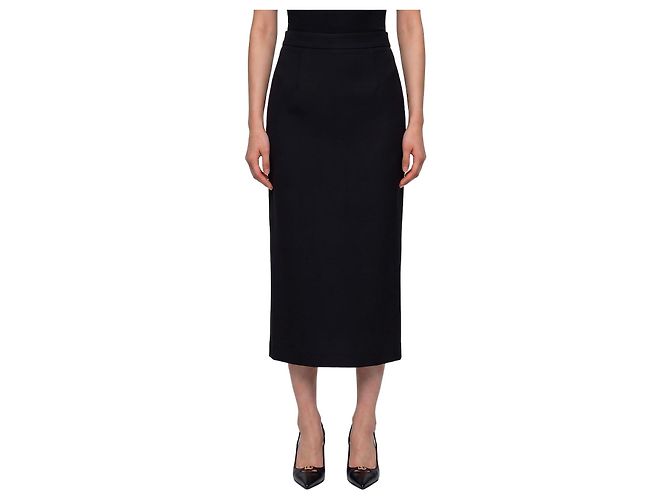 Dolce & Gabbana Virgin wool midi skirt Black