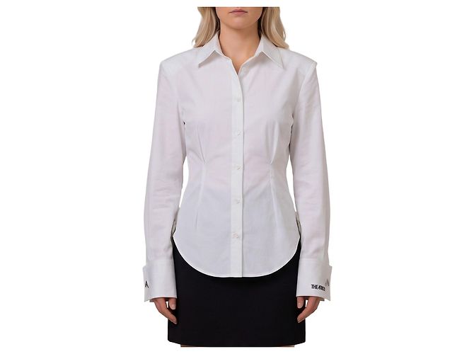 Camisa Attico de popelín de algodón blanca Blanco
