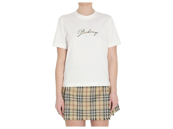 Camiseta Burberry de algodón blanca con logo Blanco