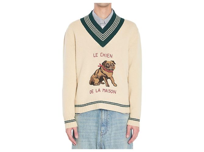 Valentino Garavani Le Chien de la Maison Pullover Bianco