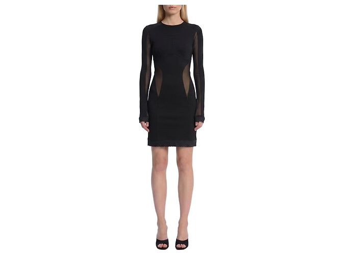 Attico Minikleid mit Tüll-Einsätzen Schwarz