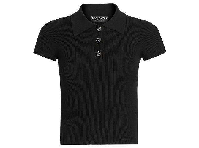 Dolce & Gabbana Geripptes Polo-Oberteil Schwarz