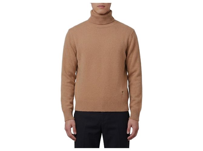 Ami Paris Rollkragenpullover Ami de Coeur Beige